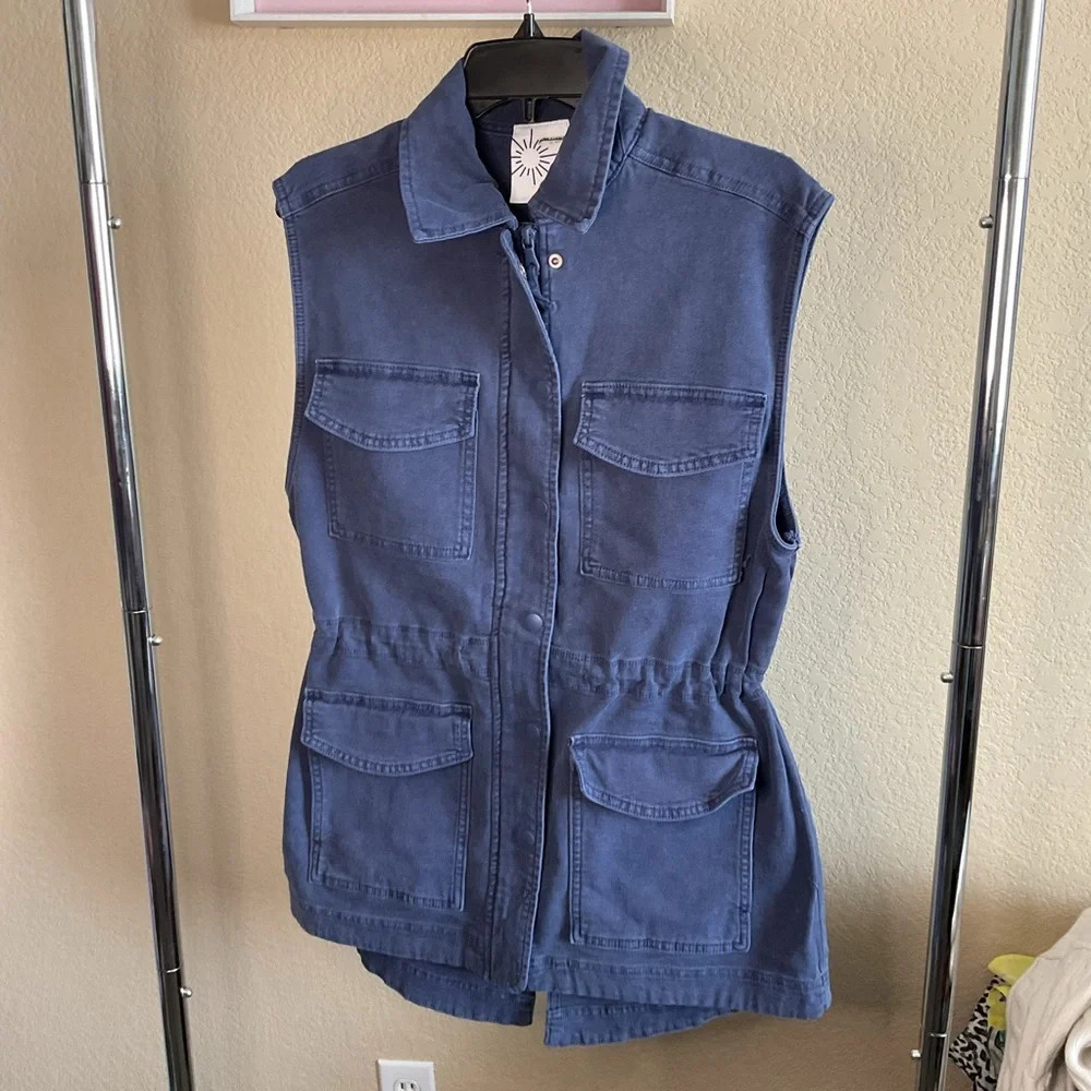 Offline By Aerie Womens Military Vest Jacket Utility Canvas Pockets Size small